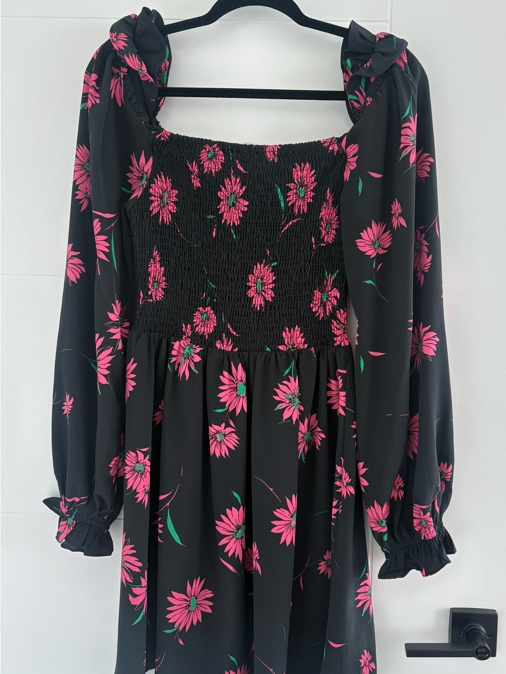Wayf Black & Pink Floral Print Dress